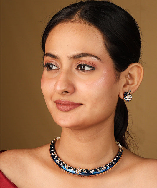 Blue Meenakari Hasli Choker Necklace