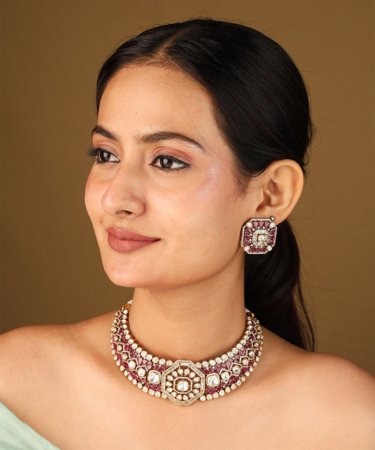 Statement Choker with American Diamond Stones