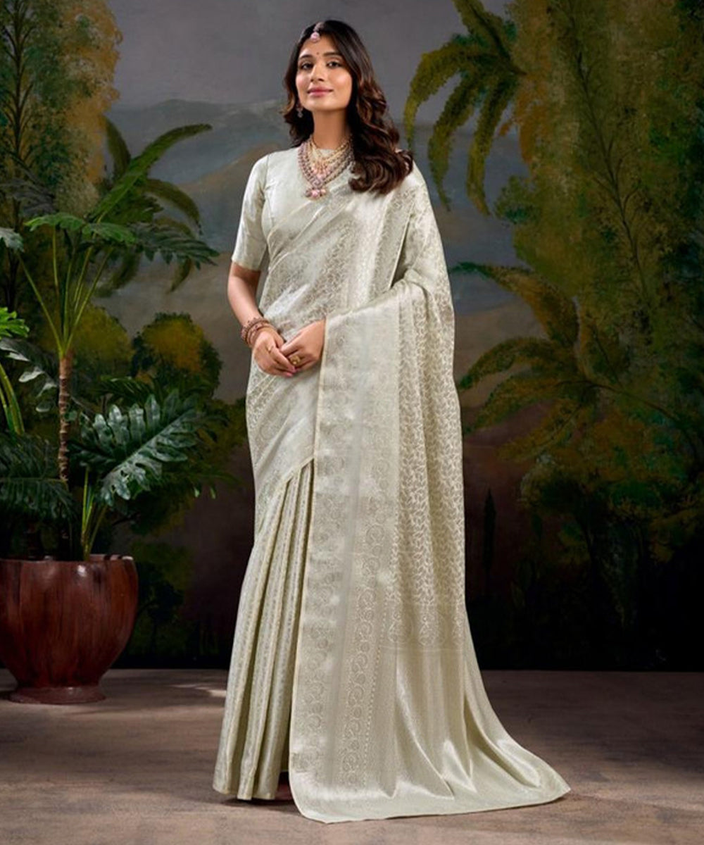 Ivory Grace Banarasi Art Silk Saree with Ornate Details