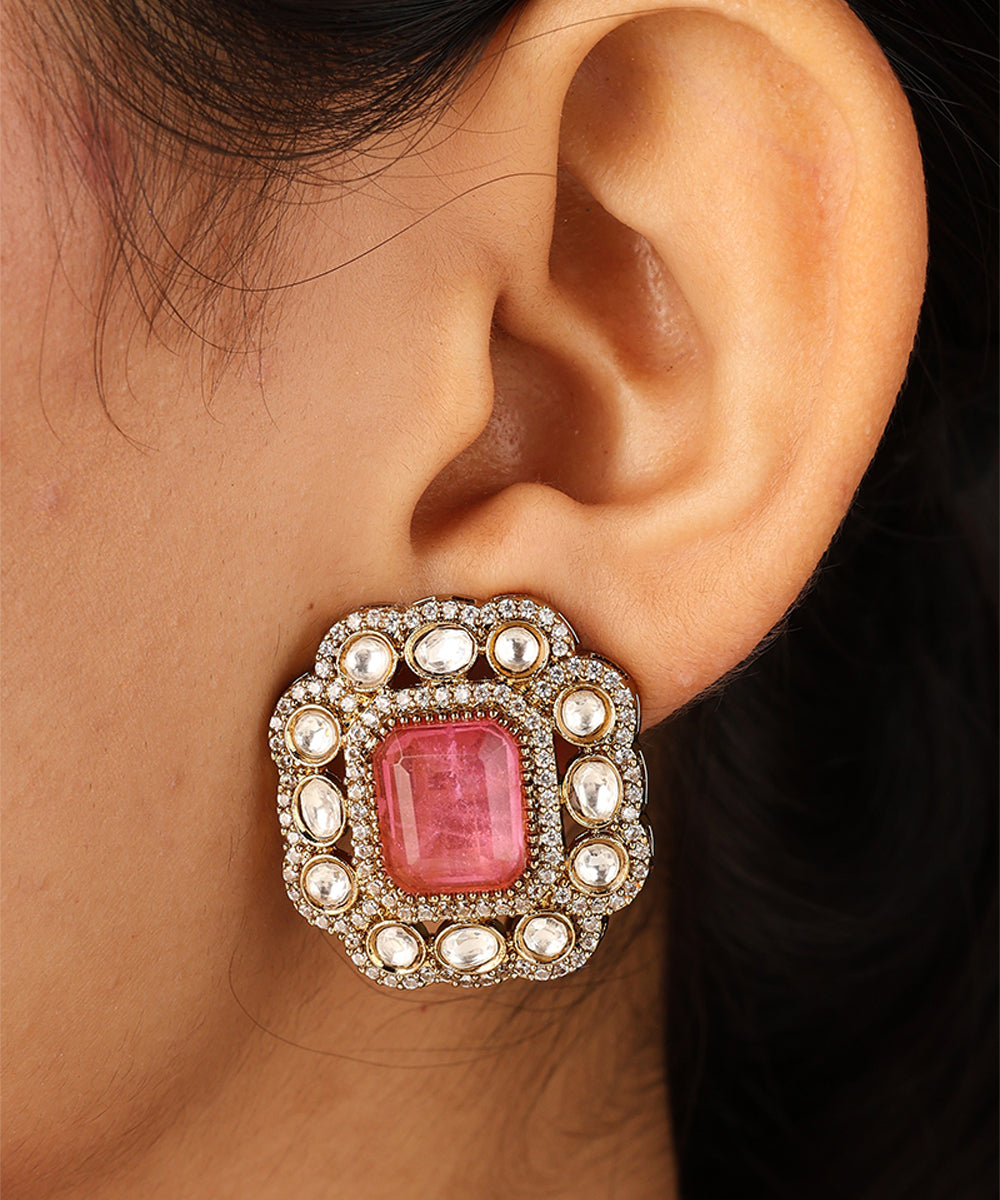 Colourful Harmony Necklace Set with Square Stones and Elegant Accents