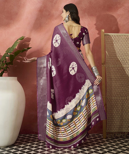 Magenta Bandhani Breeze Saree with Flowing Traditional Prints