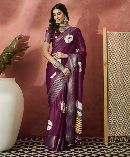 Magenta Bandhani Breeze Saree with Flowing Traditional Prints