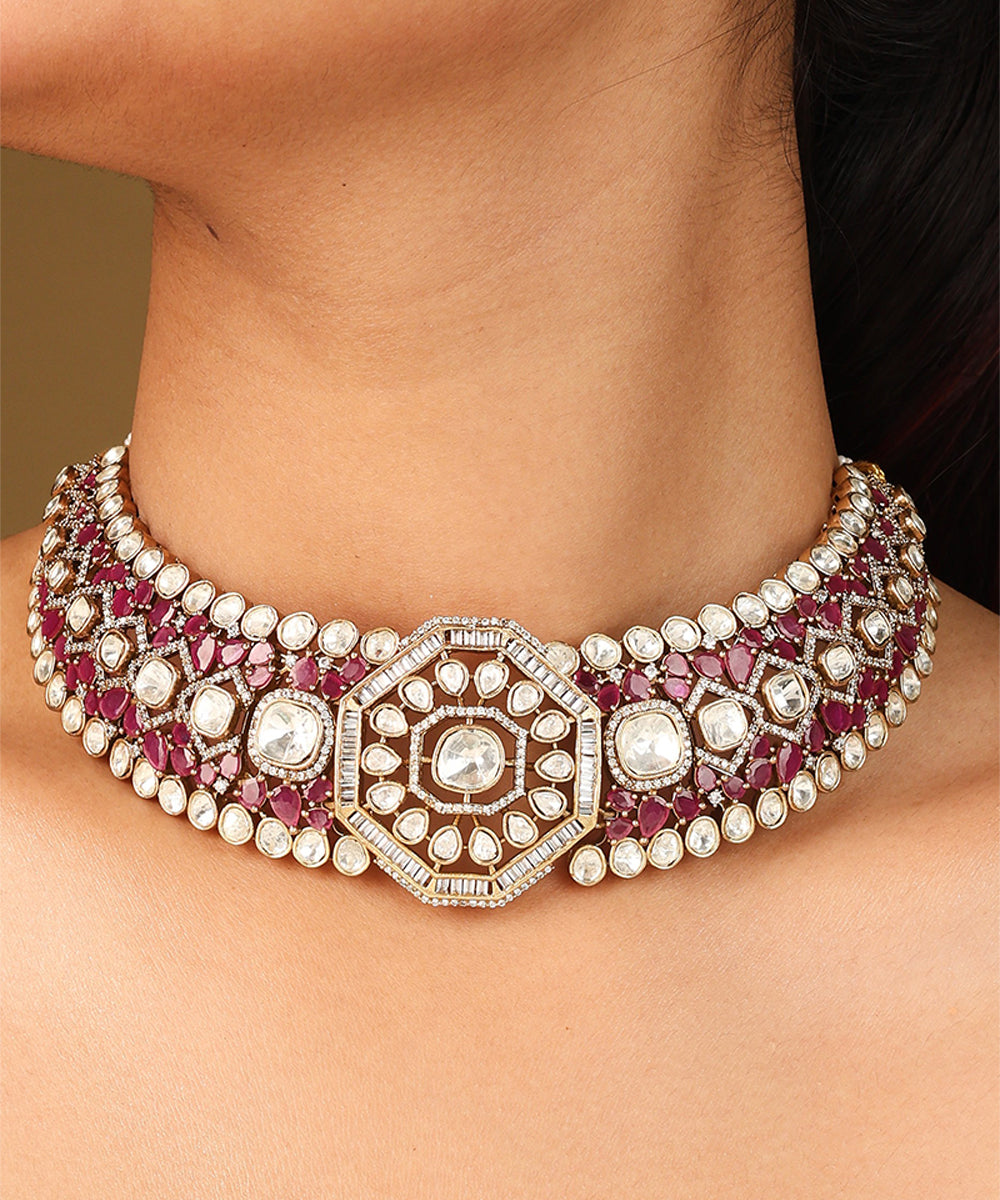 Statement Choker with American Diamond Stones