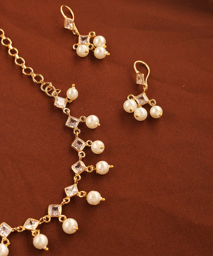 American Diamond and Pearls Necklace