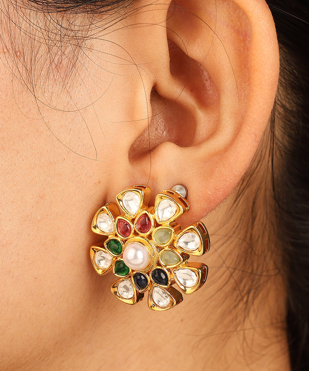 Kundan Choker Set with Multicolour Stones and Matching Earrings