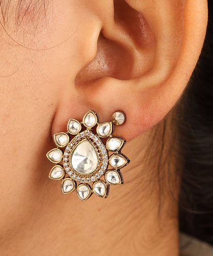 Antique Kundan Necklace Set with Teardrop Charms