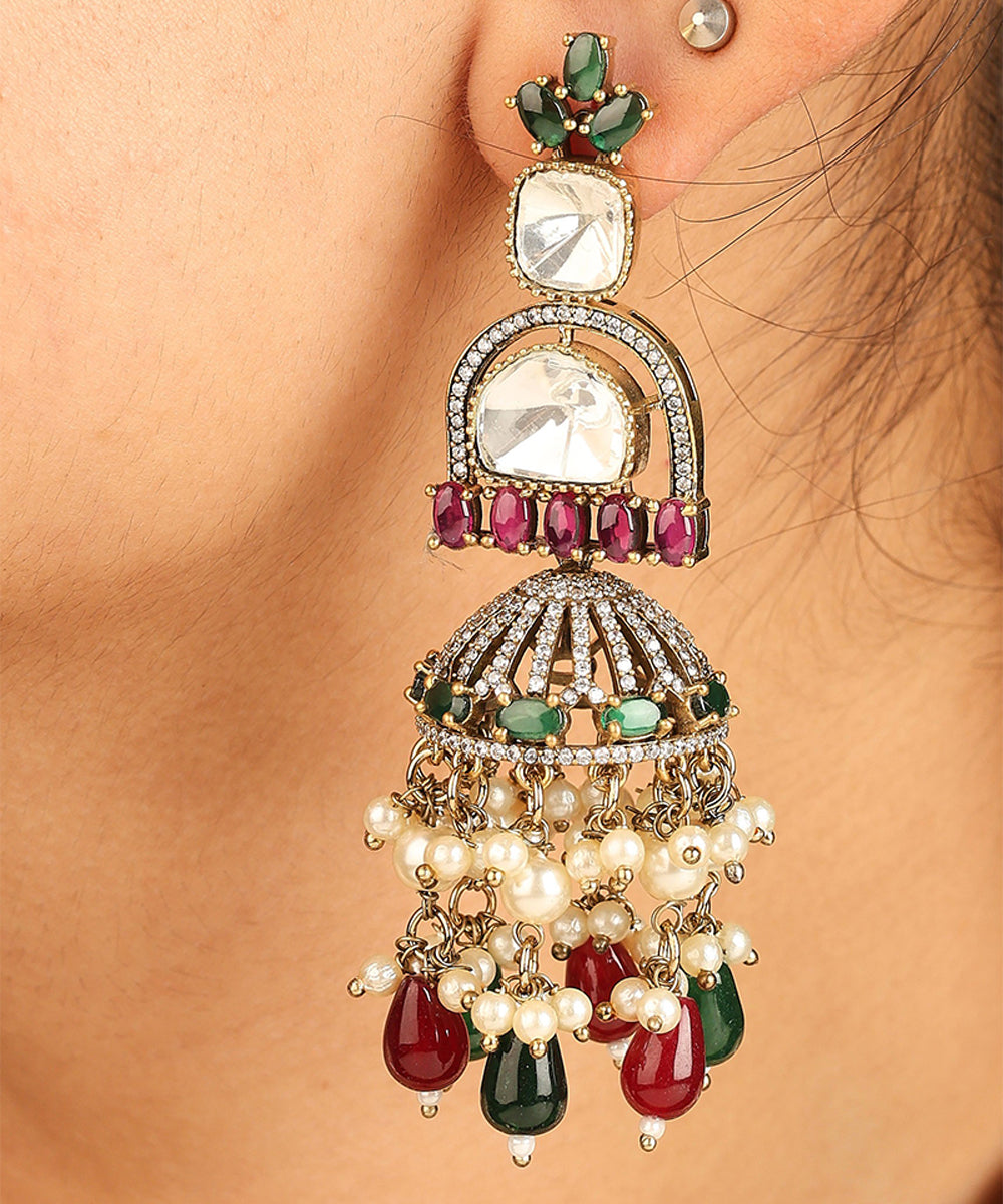 Kundan Choker Set with Green and Red Accents