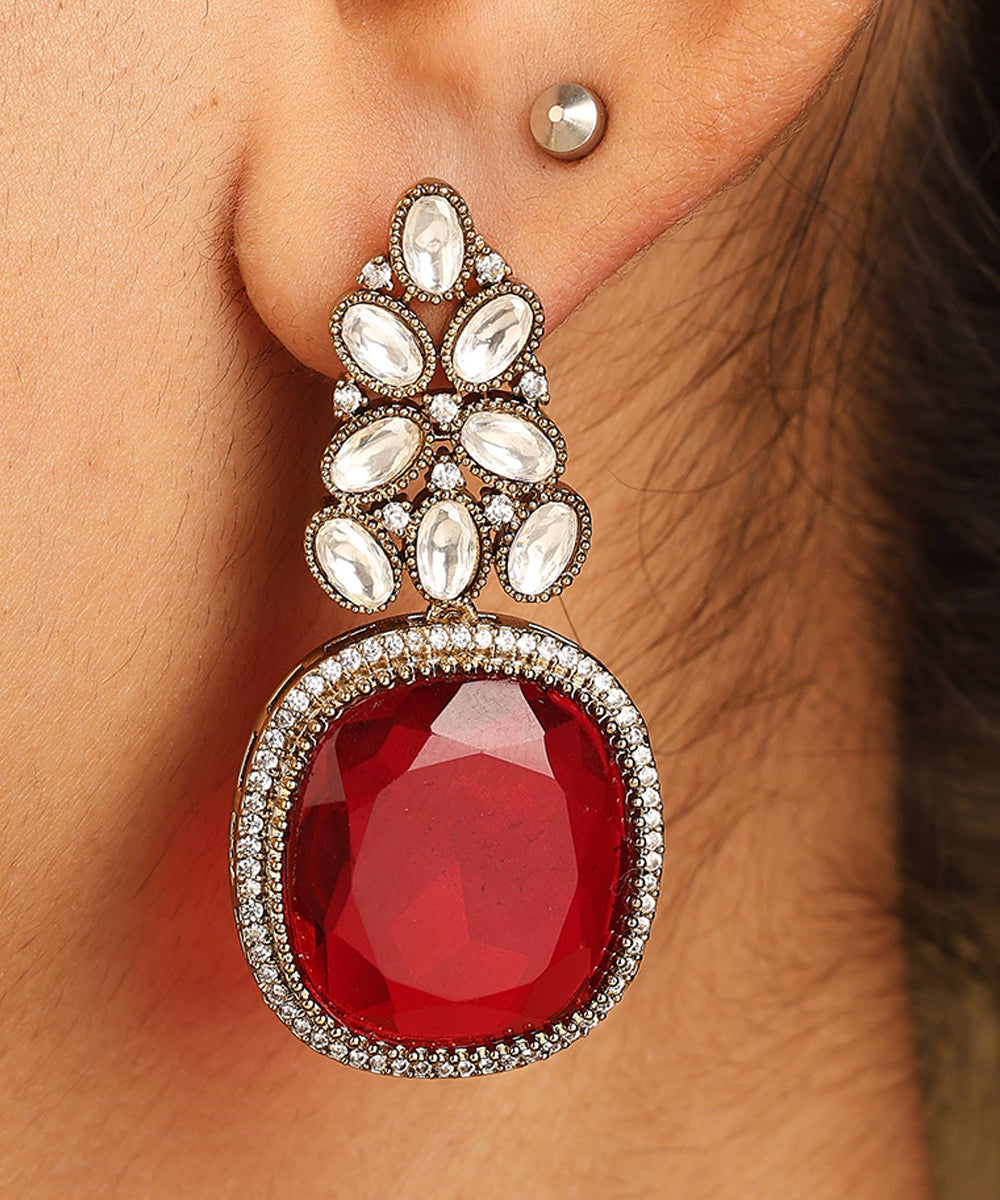 Kundan Choker Set with Red Pendant