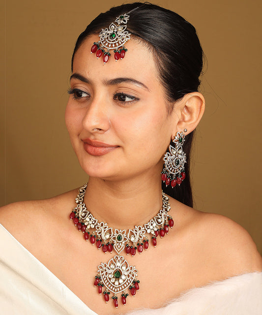 American Diamond Multicolour Necklace Set