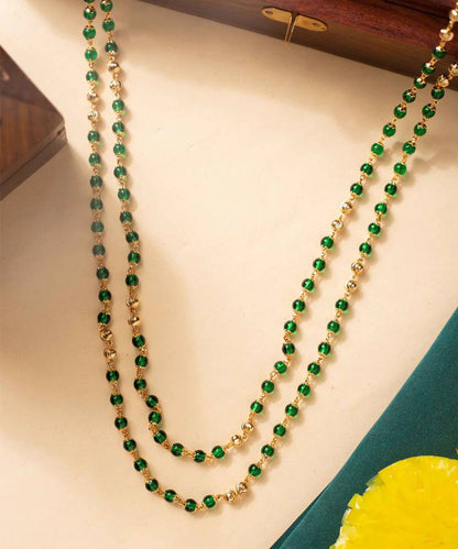 Necklace Green Beads Gold Chain