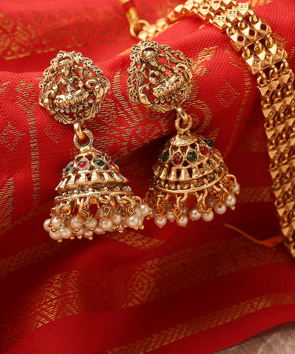 Long Temple Jewellery Statement Necklace with Kari Motif
