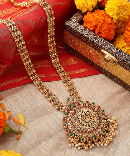 Long Temple Jewellery Statement Necklace with Kari Motif