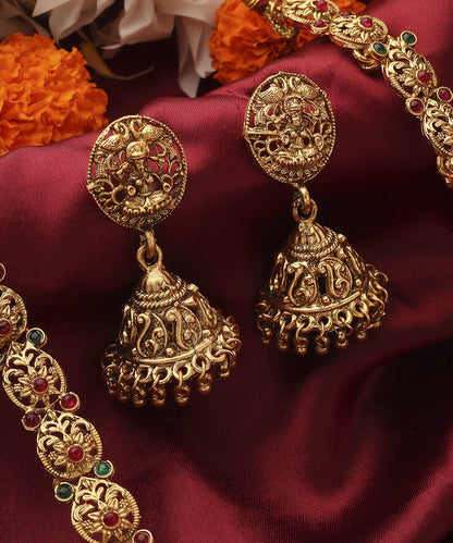 Temple Jewellery Long Statement Necklace with Kari Motif