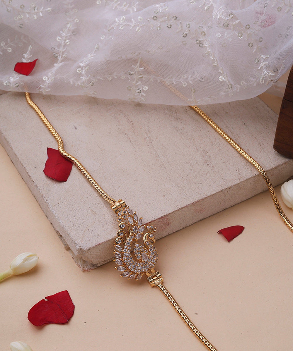 Mugappu Gold Plated Chain with Peacock Pendant