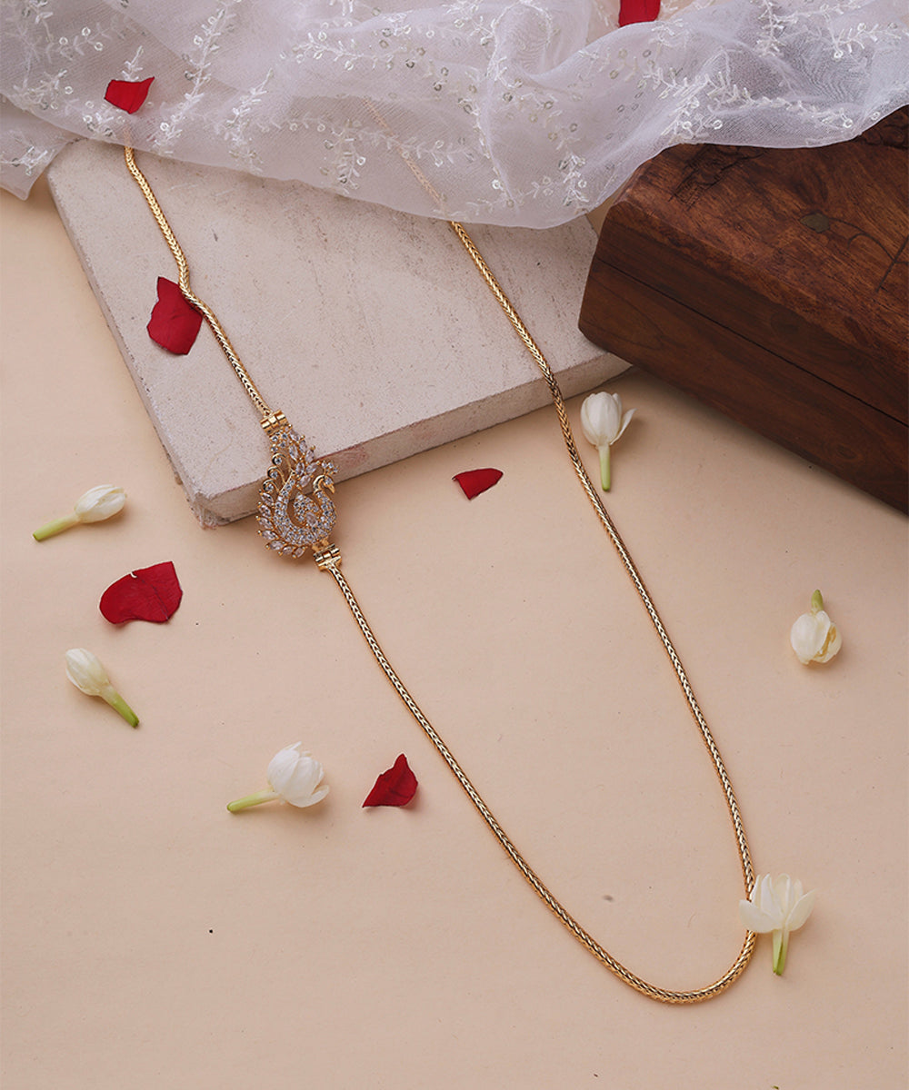 Mugappu Gold Plated Chain with Peacock Pendant