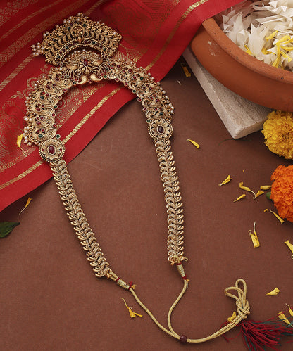 Long Statement Temple Jewellery Necklace with Kari Motif