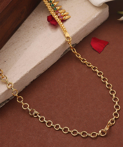 Gold Plated Choker and Stone Studded Necklace Set