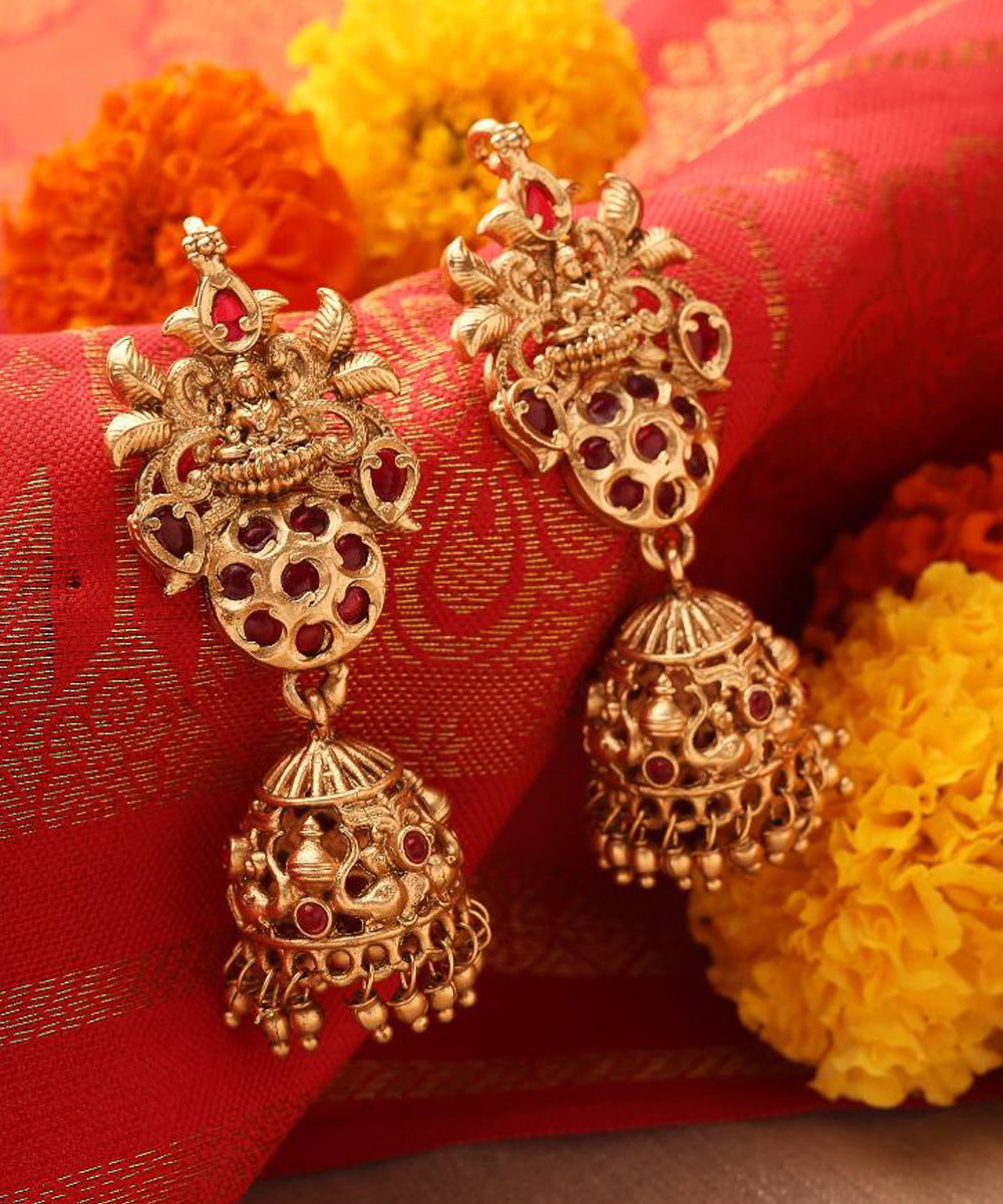 Long Pearl Necklace with Rectangle Lakshmi Pendant