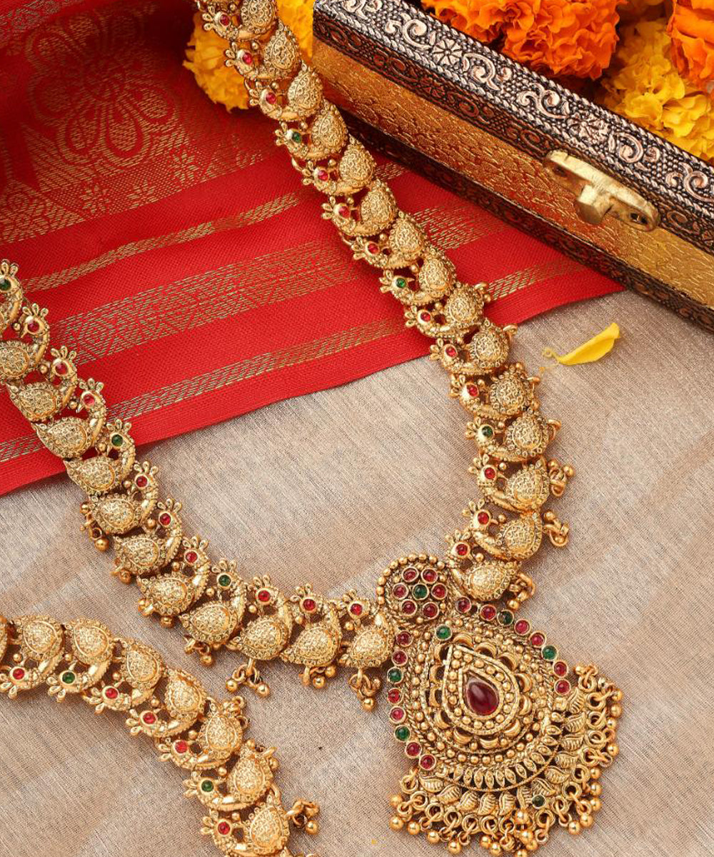 Gold Plated South Indian Temple Necklace Set