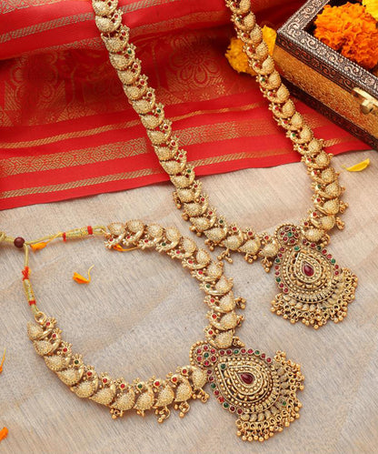 Gold Plated South Indian Temple Necklace Set