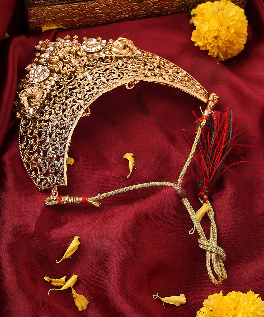 Statement Gold Plated Choker Set with Lakshmi Motif and Intricate Designs