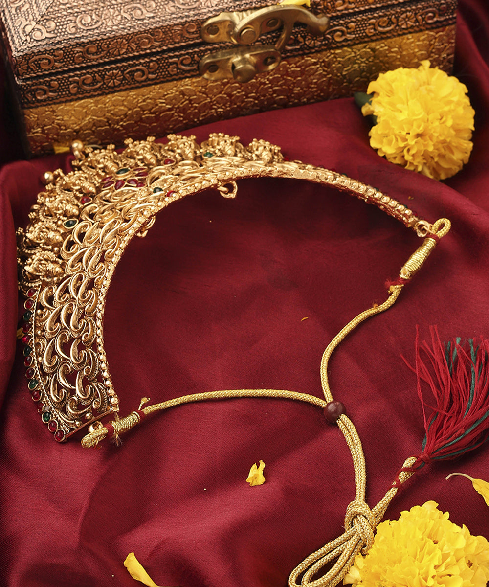 Gold Plated Statement Choker Set with Lakshmi Motif and Intricate Designs