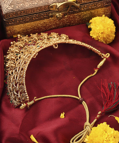Gold Plated Statement Choker Set with Lakshmi Motif and Intricate Designs