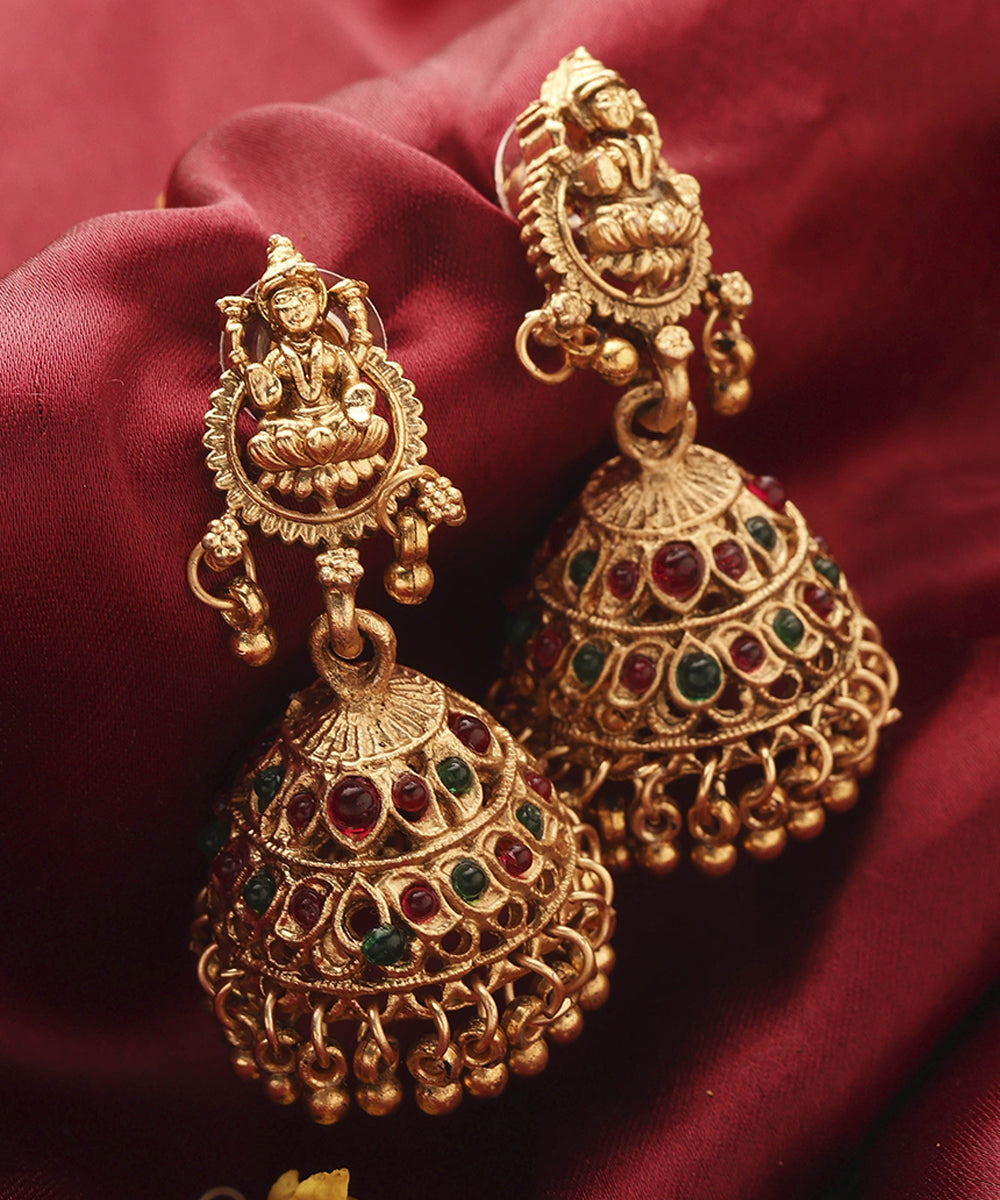 Gold Plated Statement Choker Set with Lakshmi Motif and Intricate Designs