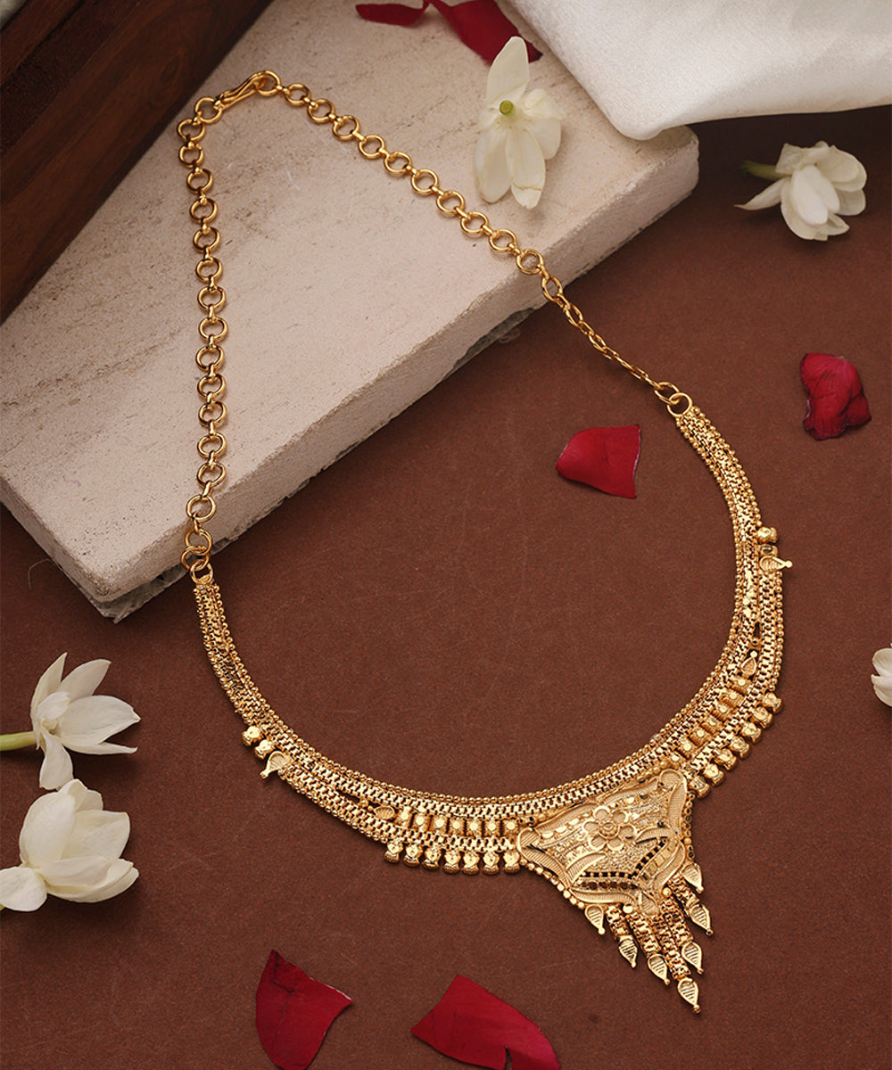 Gold Plated Choker with Floral Designs