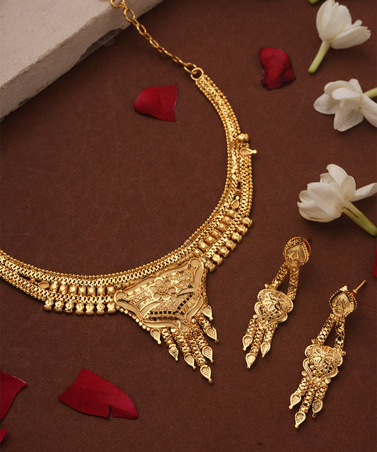 Gold Plated Choker with Floral Designs
