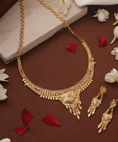 Gold Plated Choker with Floral Designs