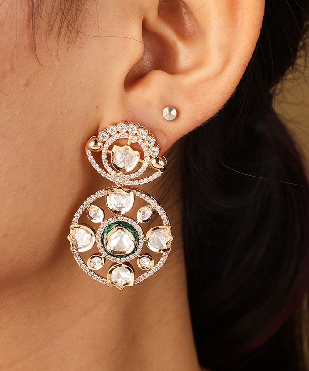 Colourful Borderline Necklace with Circle Pendant and Matching Earrings