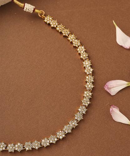 American Stone Studded Leaf Shape Necklace Set