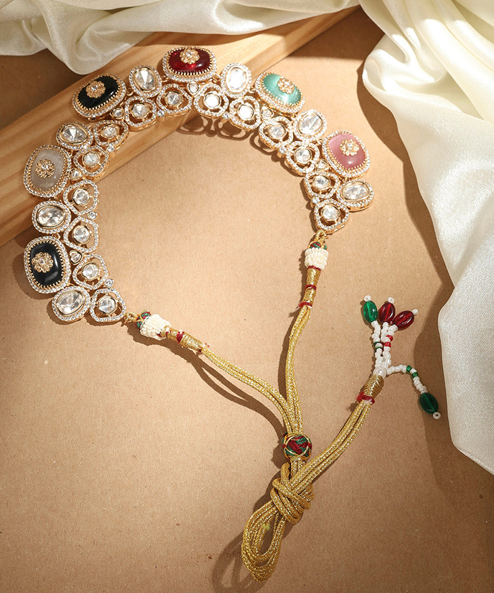 Multi colour Stone Necklace with Transparent Accents and Matching Earrings