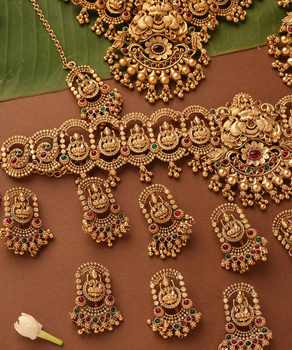 Bridal Gold Plated Necklace Set in South Indian Style