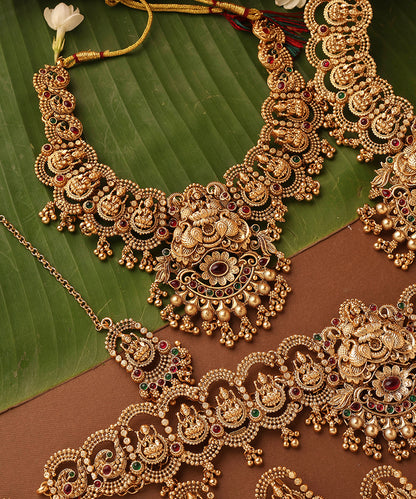 Bridal Gold Plated Necklace Set in South Indian Style