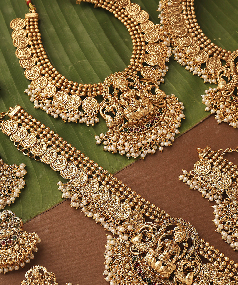 Gold Plated Bridal Necklace Set in South Indian Style
