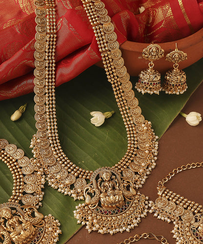 Gold Plated Bridal Necklace Set in South Indian Style