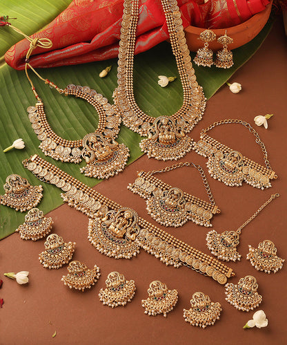 Gold Plated Bridal Necklace Set in South Indian Style