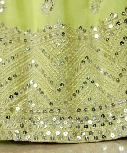 Lehenga Choli Yellow Sequins Georgette Wedding Wear Unstitched