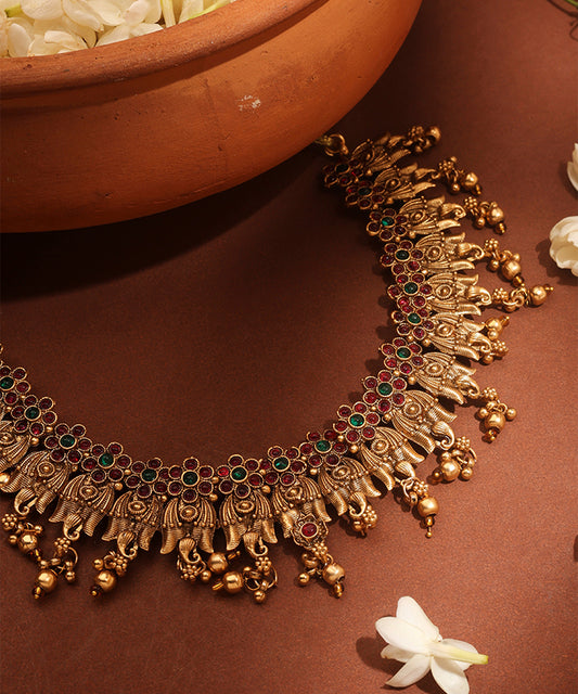 Gold Plated Temple jewellery Necklace Set