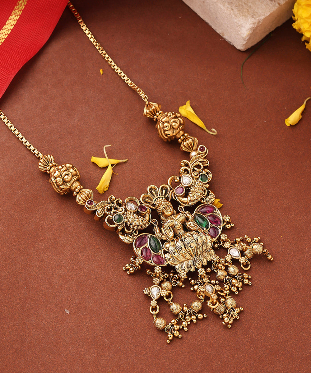 Gold Plated Necklace Set with Lakshmi Pendant