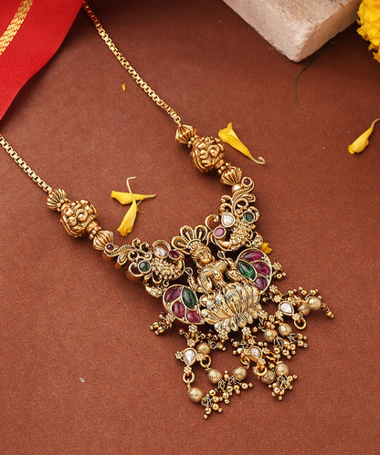 Gold Plated Necklace Set with Lakshmi Pendant