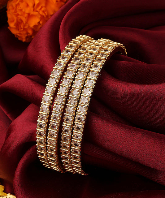 Set of four Gold Plated American Diamond Bangles