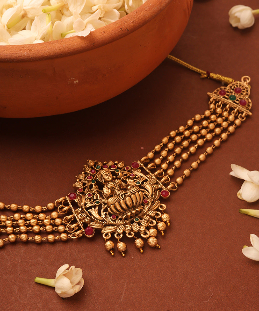 Temple jewellery Choker with Laxmi Pendant