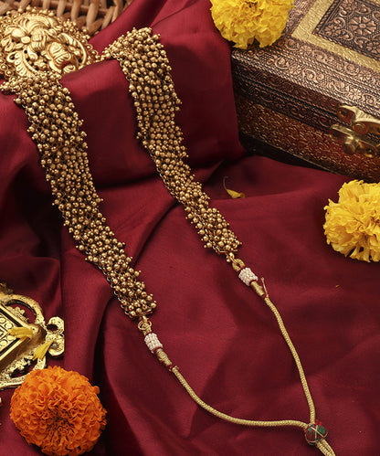 Antique Gold Lakshmi Necklace with Beaded Layers