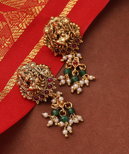 Gold Plated Lakshmi Pendant Necklace Set