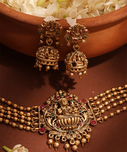 Temple jewellery Choker with Laxmi Pendant