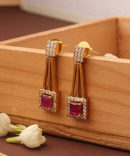 Gold Plated Necklace Set with American Diamonds