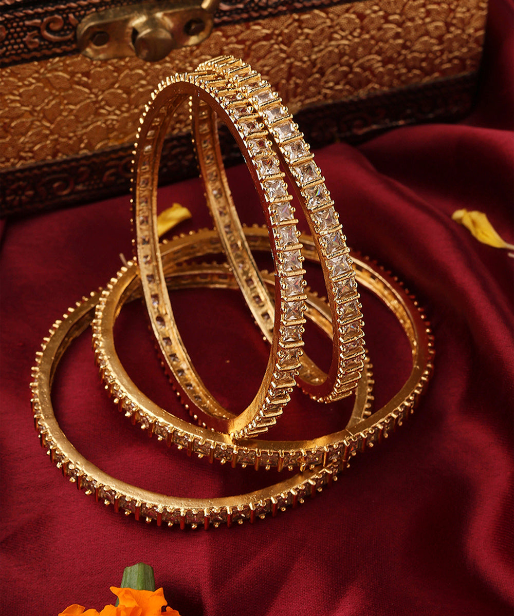 Set of four Gold Plated American Diamond Bangles
